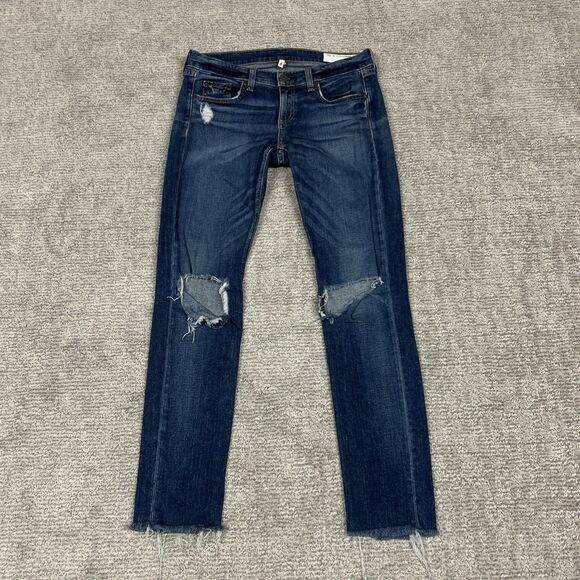 Rag & Bone Jeans Womens 26 Distressed Dre Mabel Slim Fit Ankle Mid Rise USA - Picture 1 of 8
